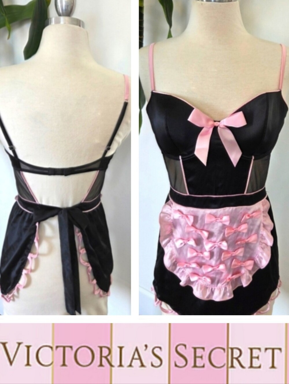 Victoria's Secret VTG Very Sexy French Maid Costume Lingerie NWOT Bows Apron
